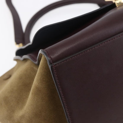Celine Tricolor Trapeze Bag Leather, BROWN, LEATHER, Handbag