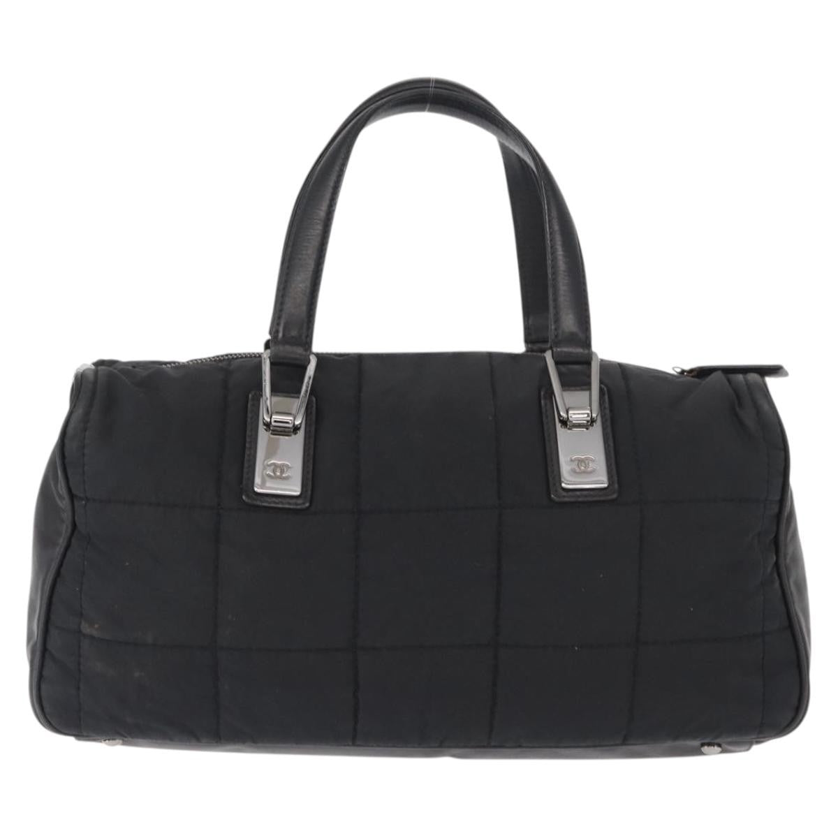 Chanel Square Stitch Boston Bag Quilted Nylon, Black, Nylon, Travel Bag