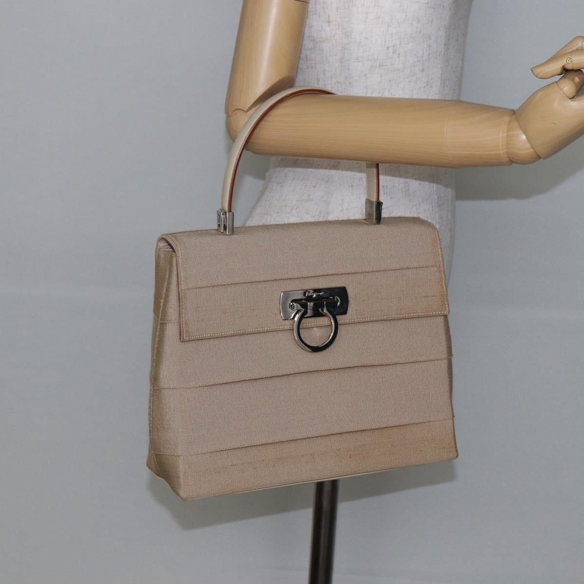 Salvatore Ferragamo Vintage Gancini Cage Top Handle Bag Canvas, BEIGE, CANVAS, Bag