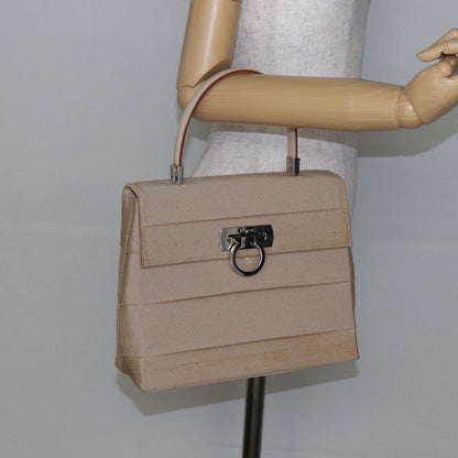 Salvatore Ferragamo Vintage Gancini Cage Top Handle Bag Canvas, BEIGE, CANVAS, Bag