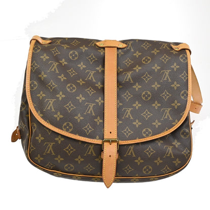Louis Vuitton Saumur Handbag Monogram Canvas, BROWN, CANVAS, Shoulder bag