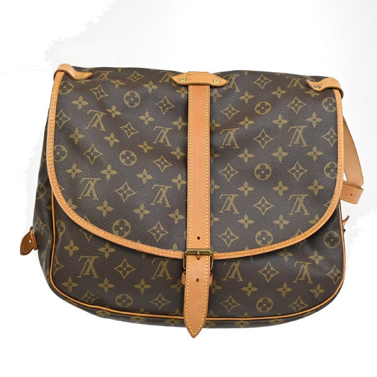 Louis Vuitton Saumur Handbag Monogram Canvas, BROWN, CANVAS, Shoulder bag