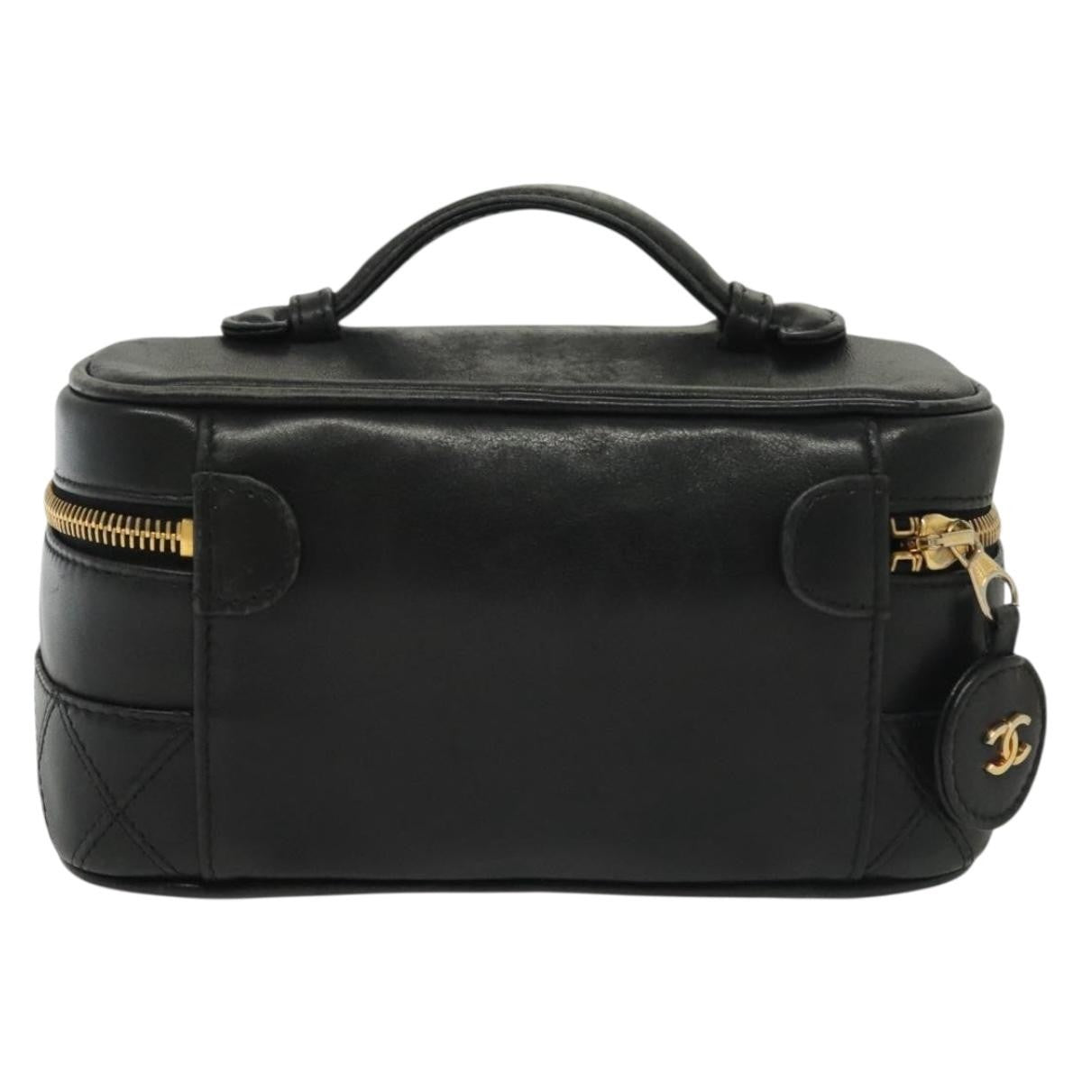 Chanel Vanity pouch Leather, BLACK, LEATHER, Toiletry Case