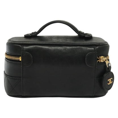 Chanel Vanity pouch Leather, BLACK, LEATHER, Toiletry Case