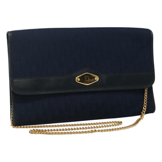 Christian Dior Vintage Trotter Shoulder Bag Canvas, NAVY, CANVAS, Shoulder bag