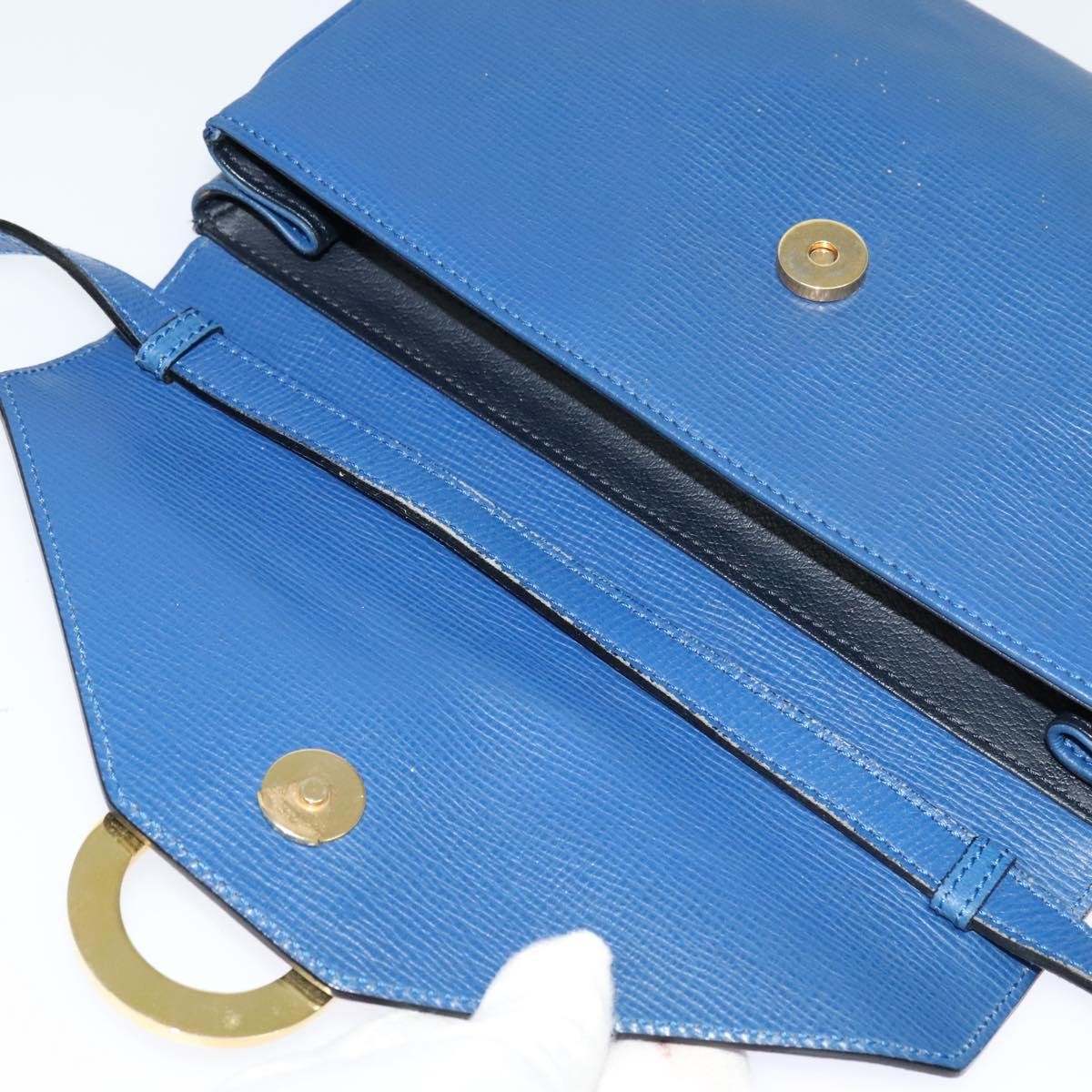 Celine Vintage Circle Logo Crossbody Bag Leather, BLUE, LEATHER, Crossbody bag