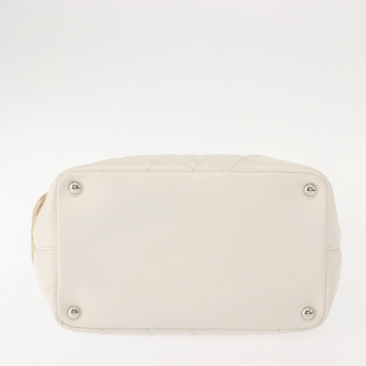 Chanel Cambon Tote Quilted Leather, WHITE, LEATHER, Tote bag