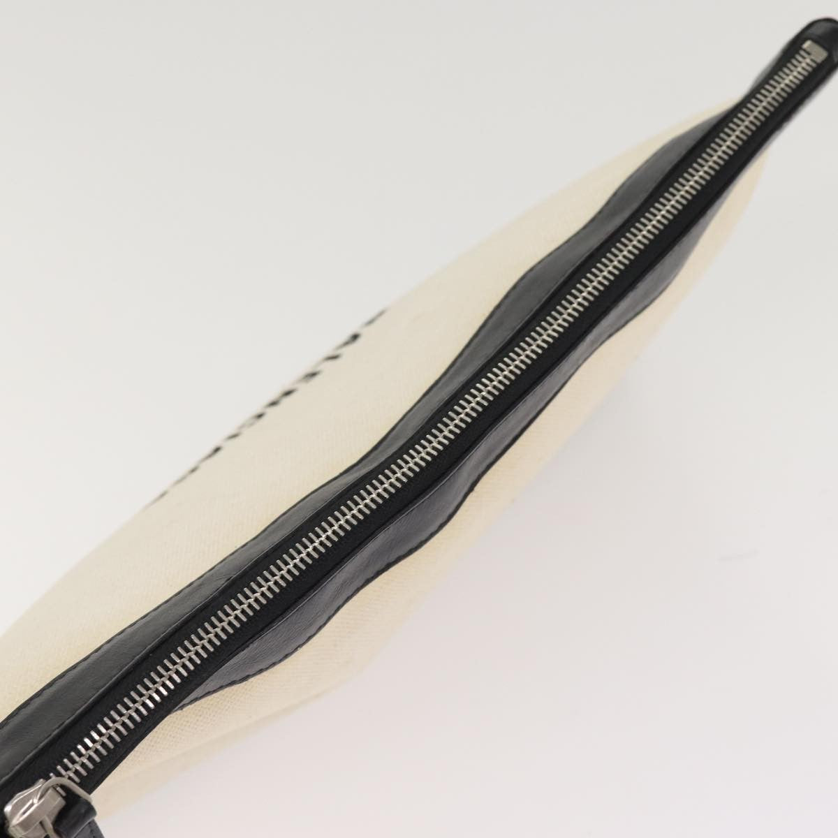 Balenciaga Navy Zip Pouch Canvas and Leather, BEIGE, CANVAS, Clutche & pouche