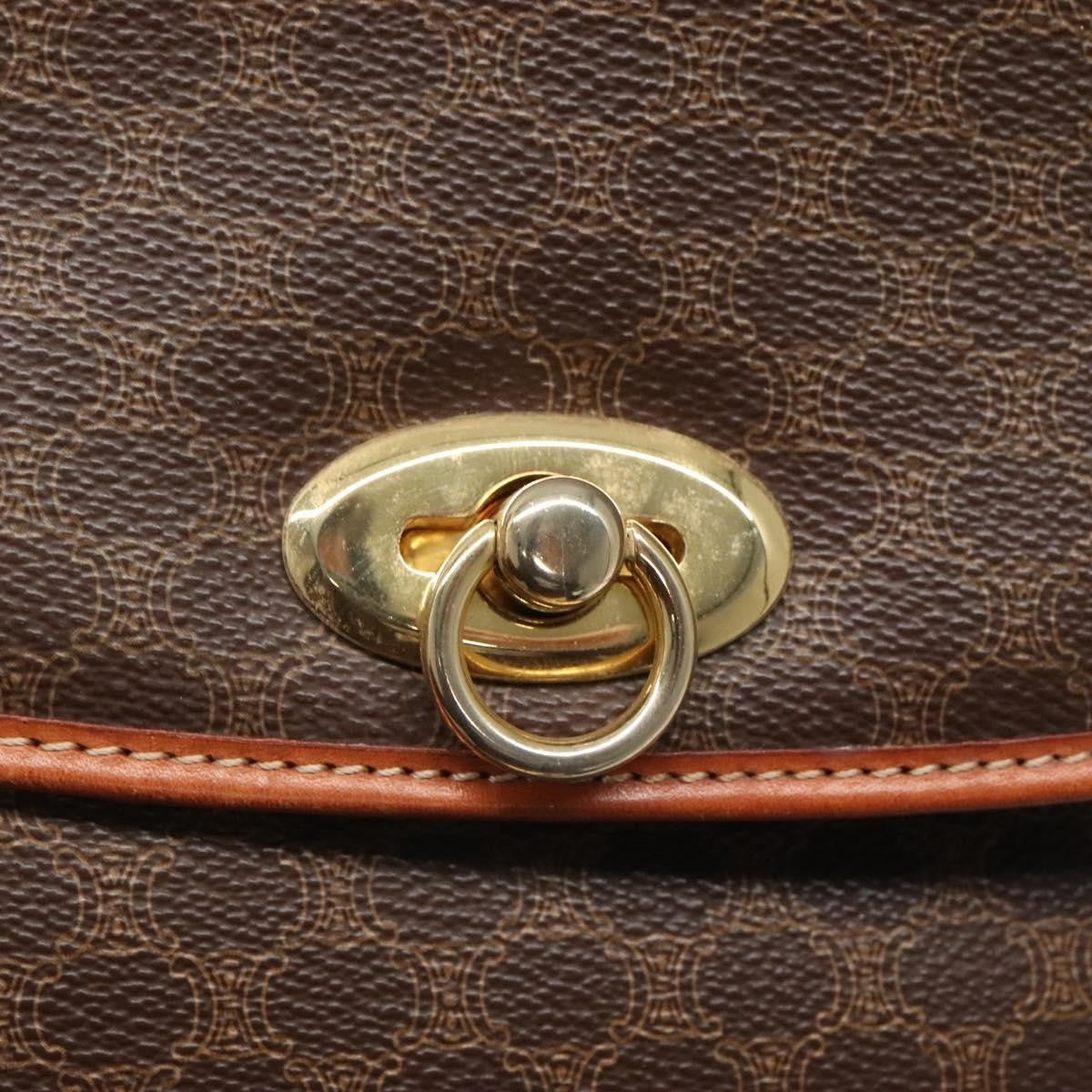 Celine Macadam Handbag Macadam with leather, BROWN, CANVAS, Handbag