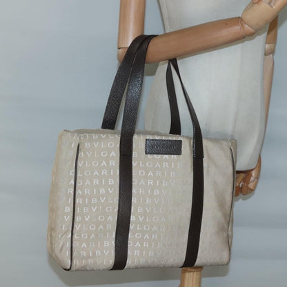 Bvlgari B.Zero1 Logomania Bag Canvas with Leather, Beige, Canvas, Tote Bag