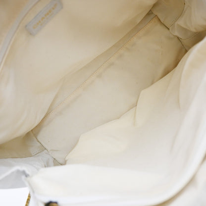 Chanel Surpique Zip Around Satchel Quilted Leather, WHITE, LEATHER, Handbag