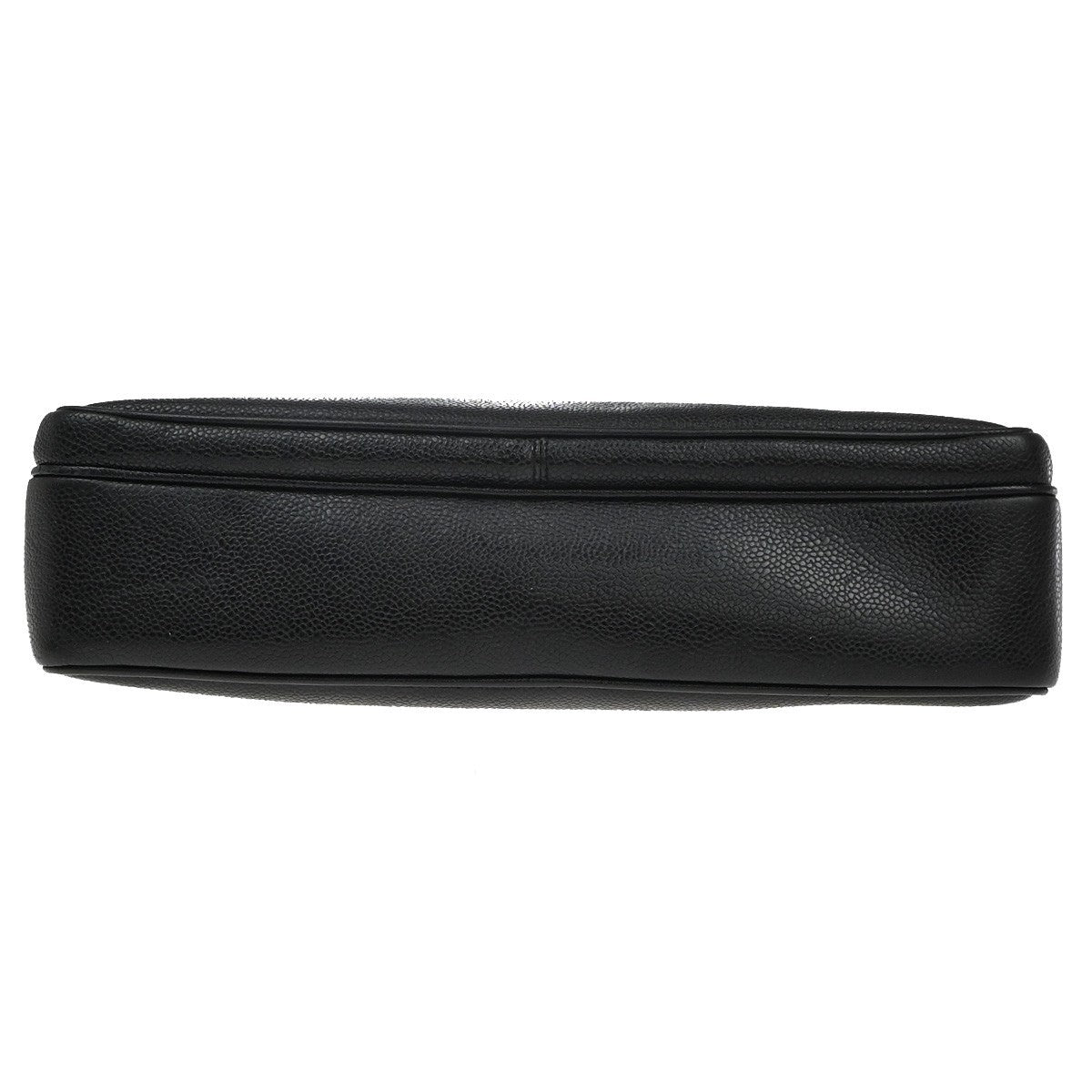 Chanel Vintage Front Pocket Shoulder Bag Leather, BLACK, CALFSKIN, Shoulder bag