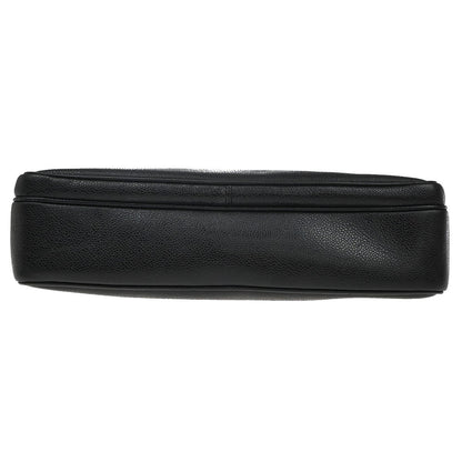 Chanel Vintage Front Pocket Shoulder Bag Leather, BLACK, CALFSKIN, Shoulder bag