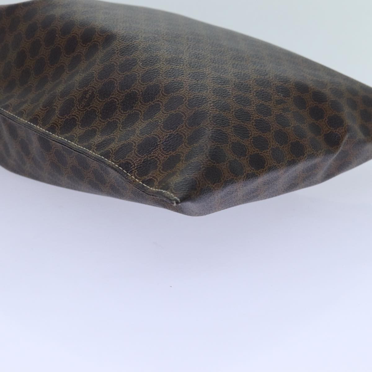 Celine Triomphe Drawstring Bucket Bag Raffia with Leather, BROWN, PVC, Shoulder bag