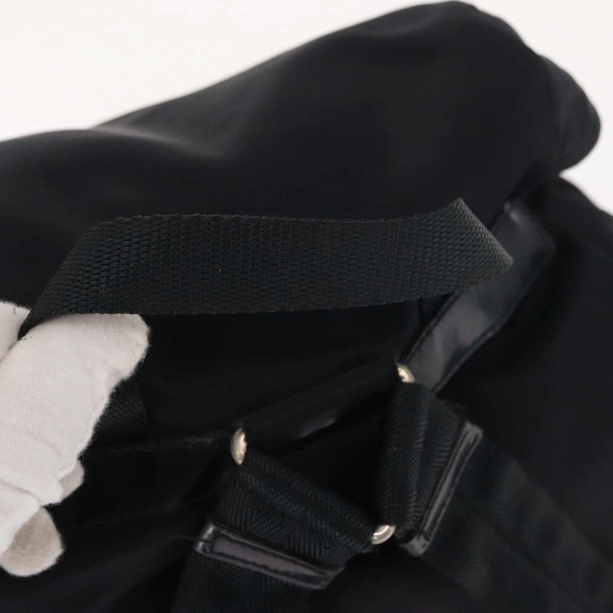 Prada Vela Double Front Pocket Backpack Tessuto with Saffiano Leather, BLACK, NYLON, Backpack