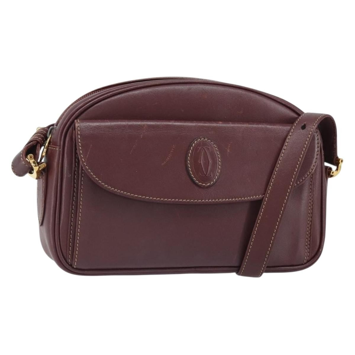 cartier Must de Cartier Shoulder Bag Leather, BURGUNDY, LEATHER, Shoulder bag