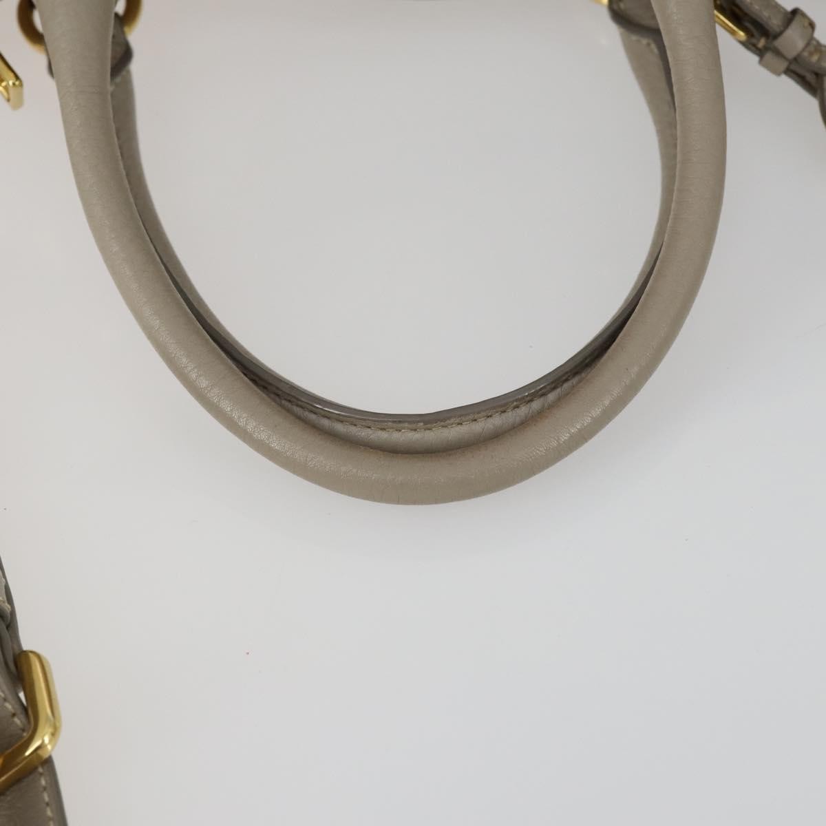 Prada Convertible Shopper Tote Vitello Daino, GRAY, LEATHER, Tote bag