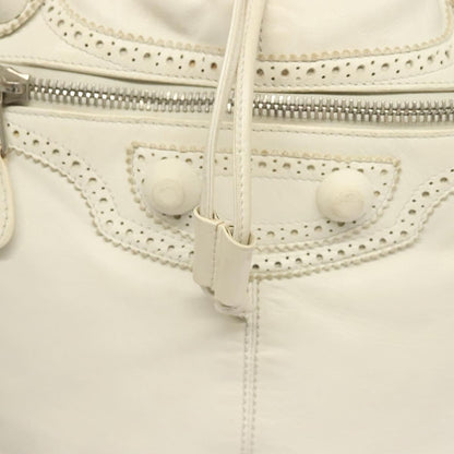 Balenciaga Pom Pon Giant Studs Bag Leather, WHITE, LEATHER, Handbag