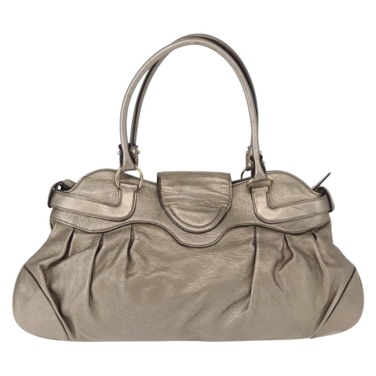 Salvatore Ferragamo Gancini Tote Leather, GOLD, LEATHER, Tote bag