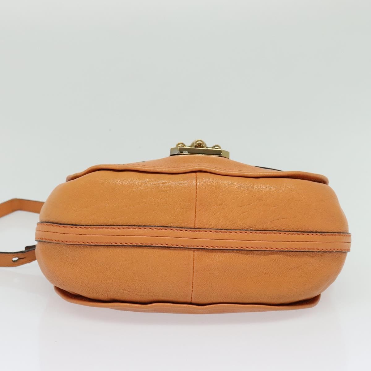 Chloe Elsie Shoulder Bag Perforated Leather, ORANGE, LEATHER, Shoulder bag