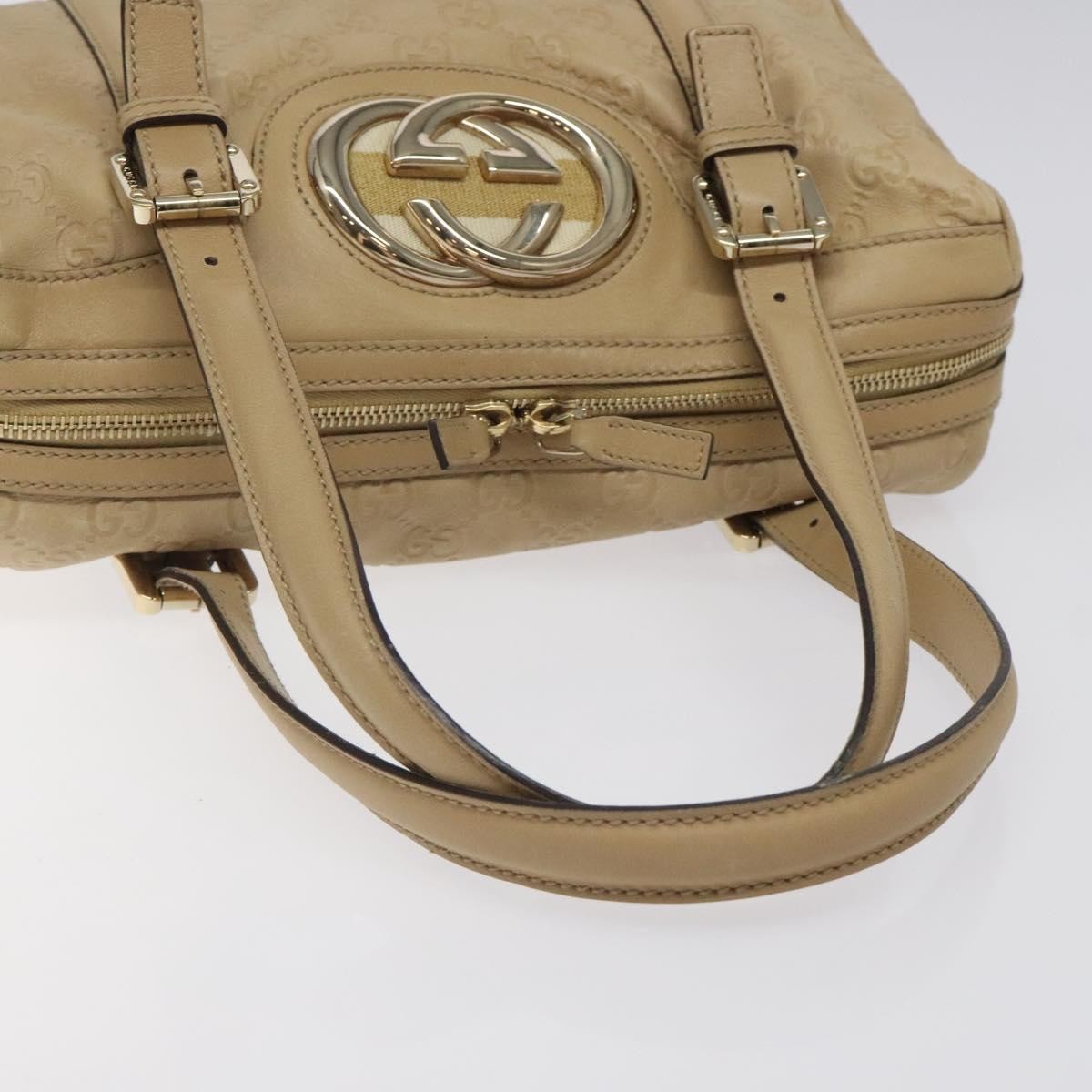 Gucci Vintage Interlocking G Shoulder Bag Leather, BEIGE, LEATHER, Shoulder bag