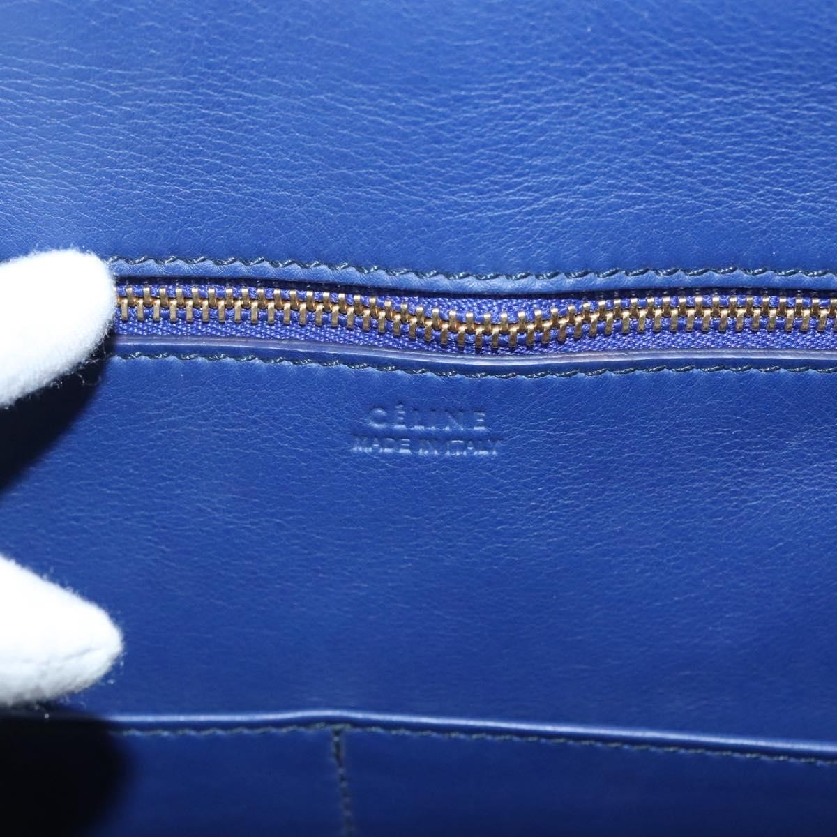 Celine Tie Knot Tote Smooth Leather, NAVY, LEATHER, Handbag