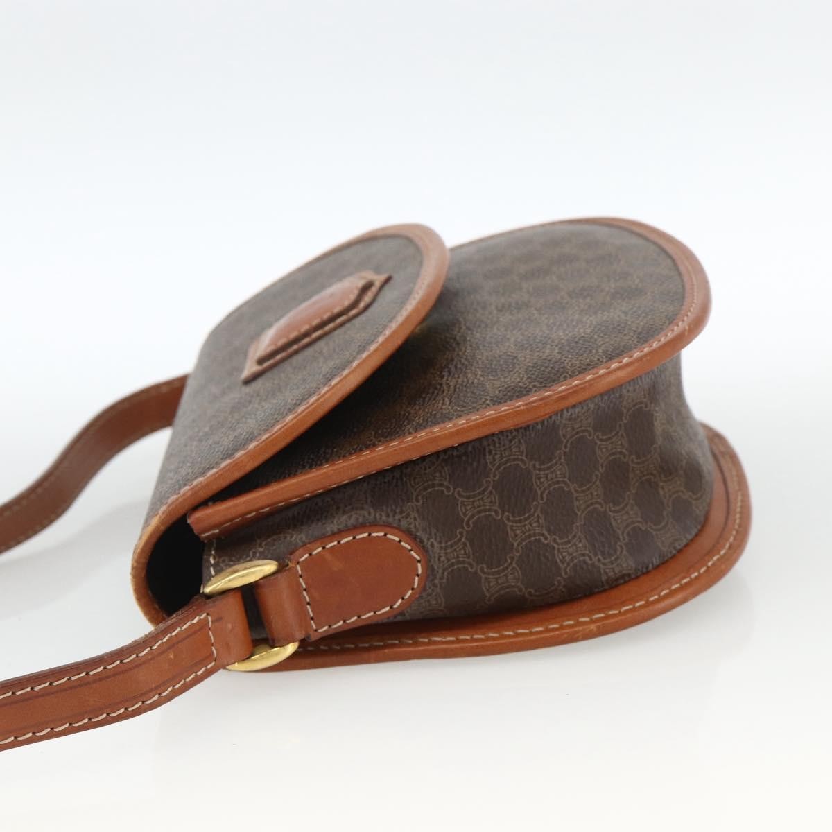 Celine Vintage Macadam Shoulder Bag Canvas and Leather, Brown, Canvas, Shoulder Bag