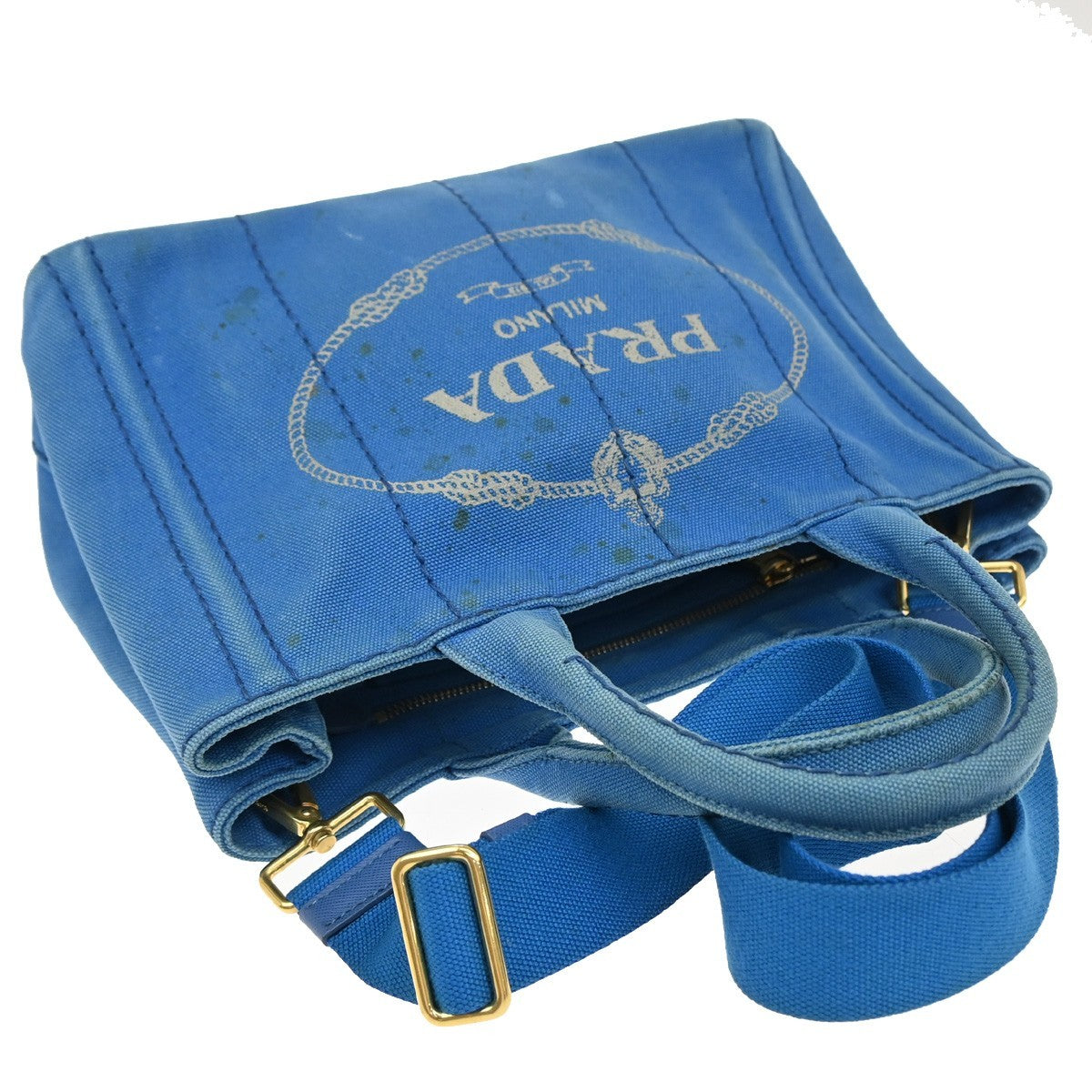 Prada Canapa Convertible Tote Canvas, BLUE, CANVAS, Tote bag