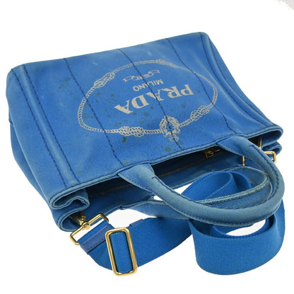 Prada Canapa Convertible Tote Canvas, BLUE, CANVAS, Tote bag