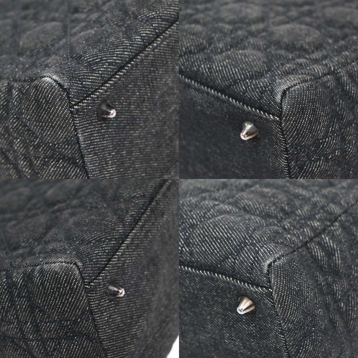 Christian Dior Vintage Lady Dior Bag Cannage Quilt Denim, BLACK, DENIM_JEANS, Handbag