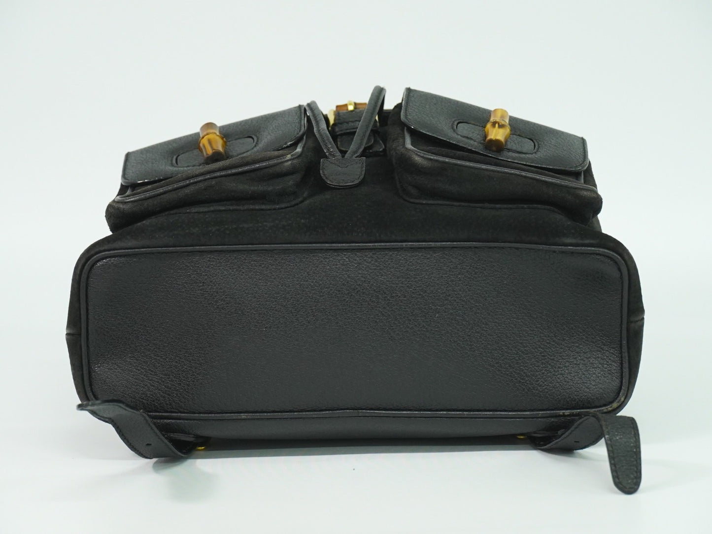 Gucci Vintage Bamboo Backpack Suede, BLACK, SUEDE, Backpack