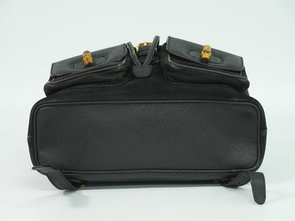 Gucci Vintage Bamboo Backpack Suede, BLACK, SUEDE, Backpack