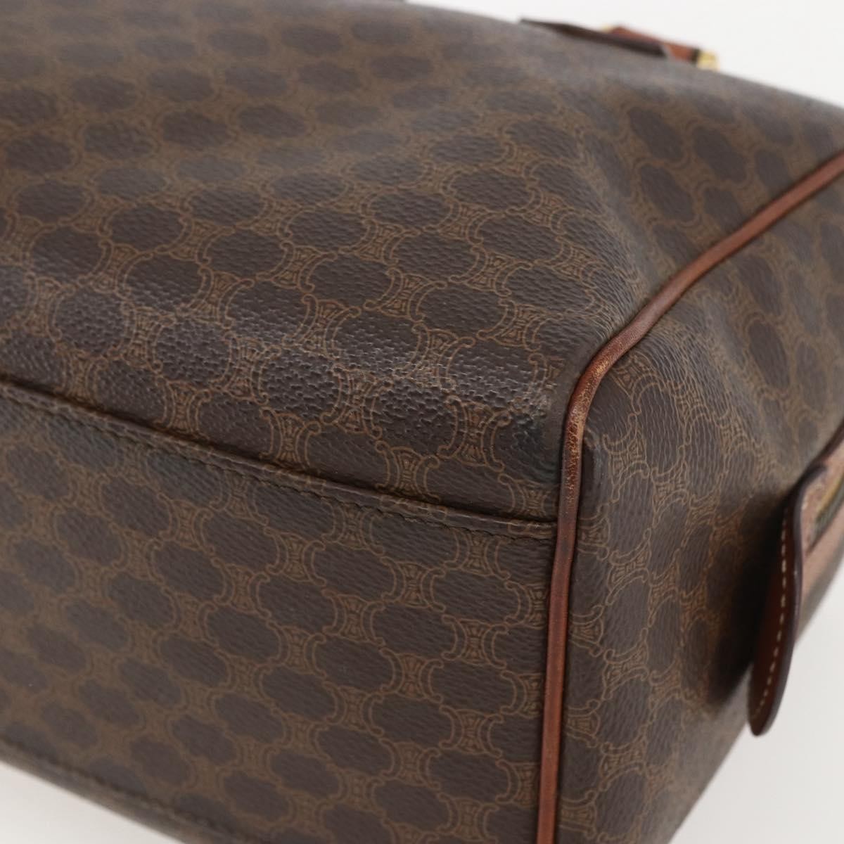 Celine Boston Bag Triomphe Coated Canvas, BROWN, CANVAS, Handbag