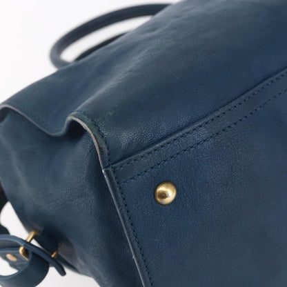 Saint Laurent Chyc Cabas Tote Leather, BLUE, LEATHER, Tote bag