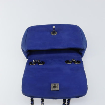 Chanel Diamond Stitch Chain Flap Bag Quilted Iridescent Calfskin, BLUE, LEATHER, Shoulder bag