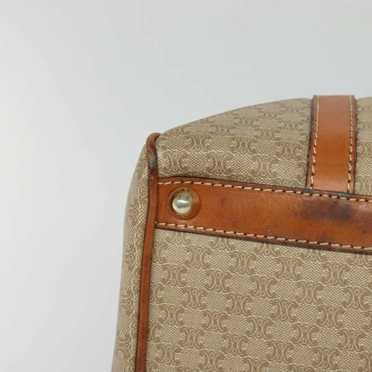 Celine Macadam Handbag Macadam with leather, BEIGE, CANVAS, Handbag