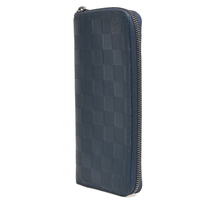 Louis Vuitton Zippy wallet vertical Damier Infini Leather, BLUE, LEATHER, Wallets