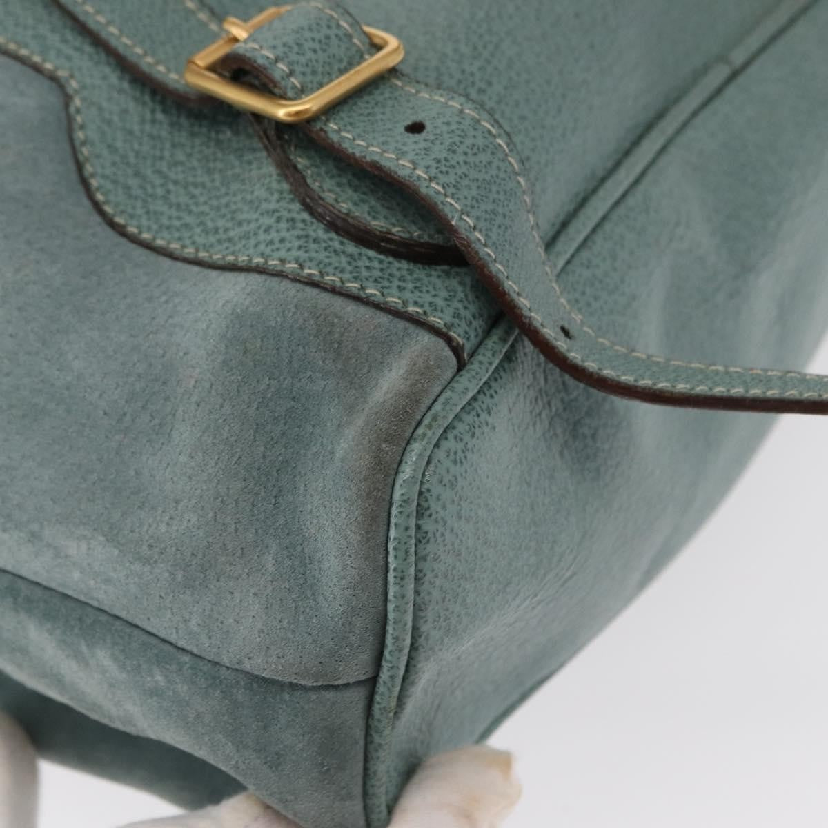 Gucci Vintage Bamboo Backpack Suede, TURQUOISE, SUEDE, Backpack