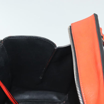 Celine Edge Bag Leather, ORANGE, LEATHER, Handbag