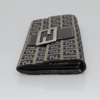 Fendi FF Continental Wallet Canvas, NAVY, CANVAS, Wallets