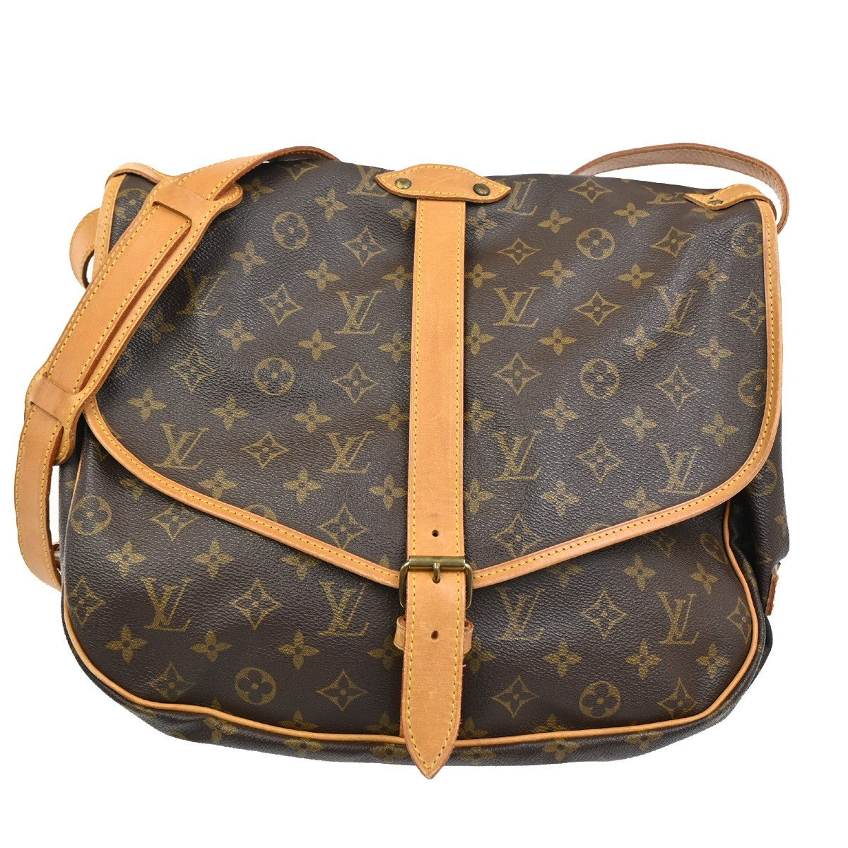 Louis Vuitton Saumur Handbag Monogram Canvas, BROWN, CANVAS, Shoulder bag