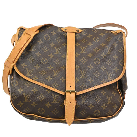 Louis Vuitton Saumur Handbag Monogram Canvas, BROWN, CANVAS, Shoulder bag