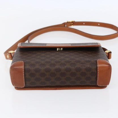 Celine Vintage Macadam Shoulder Bag Canvas and Leather, BROWN, CANVAS, Shoulder bag