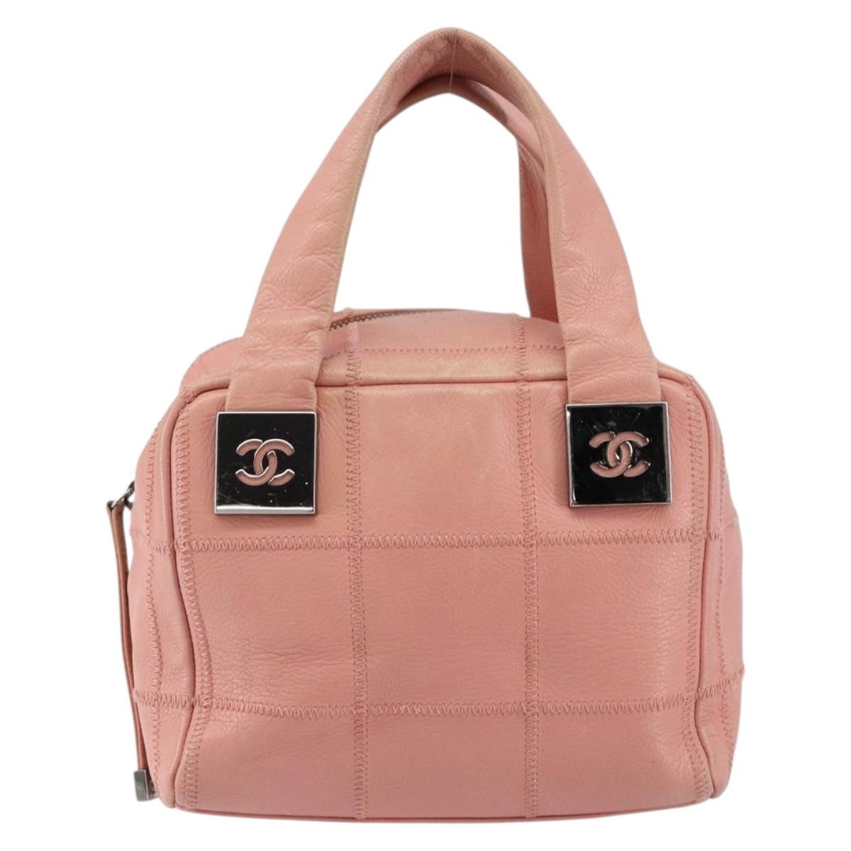 Chanel Chocolate Bar CC Bowler Bag Caviar skin, PINK, LEATHER, Handbag