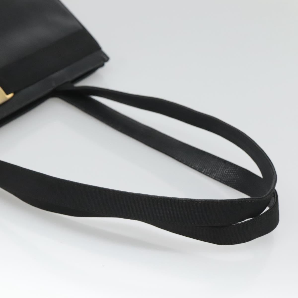 Salvatore Ferragamo Vintage Vara Bow Tote Lizard Embossed Leather, BLACK, LEATHER, Tote bag