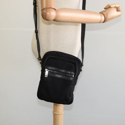 Saint Laurent Front Pocket Crossbody Bag Canvas, BLACK, CANVAS, Shoulder bag