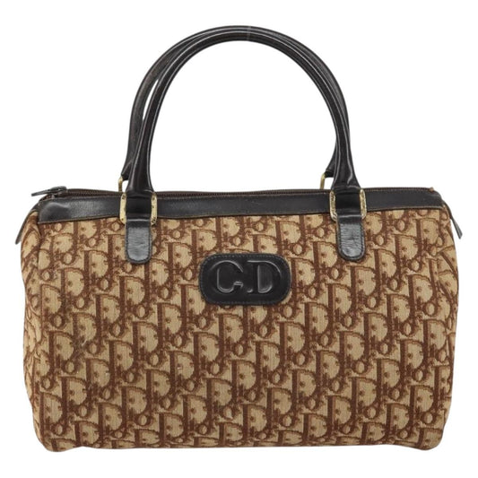 Christian Dior Vintage CD Trotter Handbag Canvas, BROWN, CANVAS, Handbag