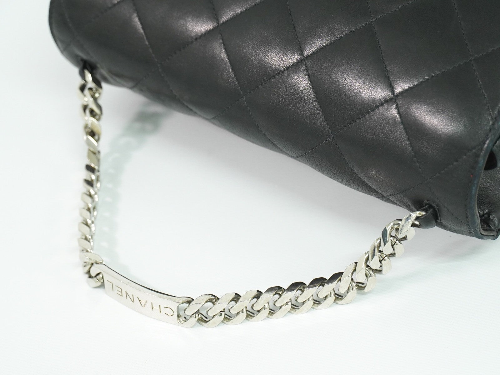 Chanel Vintage ID Bracelet Flap Bag Quilted Lambskin, BLACK, LEATHER, Handbag