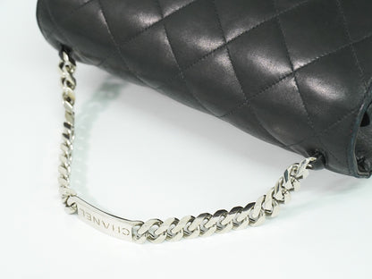 Chanel Vintage ID Bracelet Flap Bag Quilted Lambskin, BLACK, LEATHER, Handbag