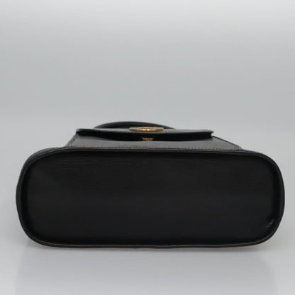 Celine Circle Logo Handbag Leather, BLACK, LEATHER, Handbag